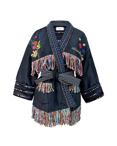 RODEO SILK KIMONO - Black-Jackets & Outerwear-Monoki-Debs Boutique